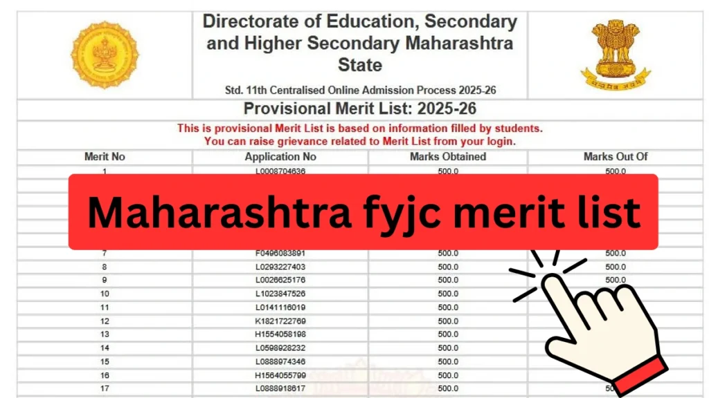 Maharashtra FYJC Merit List 2025 Released
